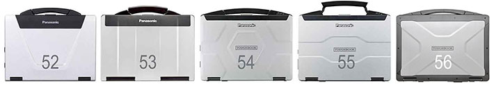 Generations of Panasonic Toughbook 5x Series semi-rugged laptops